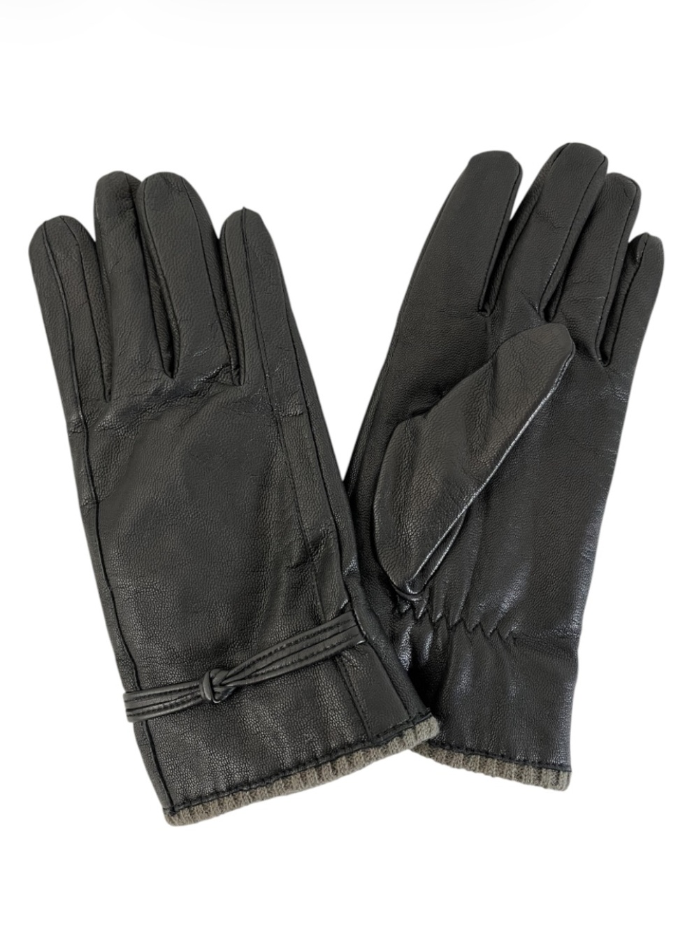 Danier Buttery Soft Black Leather Women’s Gloves with Knot Detail - Lined